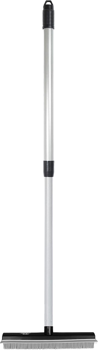 Fuller Brush Rubber Broom – for Carpets Floors Stairs Upholstery – Electrostatic Action Removes Pet Hair Lint Fuzz Dirt Particles – Built-in Squeegee Tackles Wet Messes (Complete Broom)
