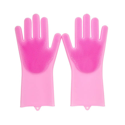 Pet Grooming Gloves Silicone Gloves with High-Density Teeth Enhanced Five Finger Design for Dogs Cats Bathing Massaging (Grey)