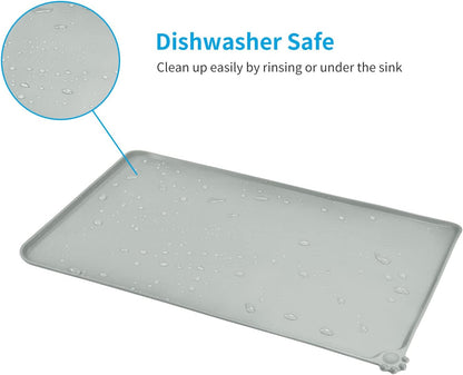 AUDWUD Silicone Waterproof Pet Feeding Mats,Anti Slip Bowl Pad,Dog Mat for Food and Water