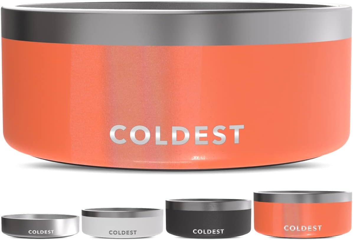 Coldest Dog Bowl - Anti Rust Metal, Non Slip, 3 Layers Insulated Stainless Steel Dog Bowls - Spill Proof & Heavy Duty - Water Bowl for Dogs, Cats & Pets, Dish Washer Safe (21 oz, Stealth Black)