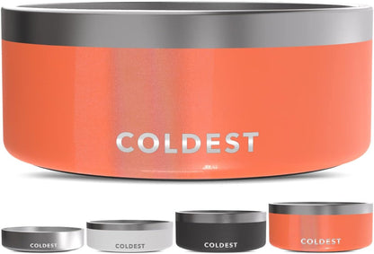 Coldest Dog Bowl - Anti Rust Metal, Non Slip, 3 Layers Insulated Stainless Steel Dog Bowls - Spill Proof & Heavy Duty - Water Bowl for Dogs, Cats & Pets, Dish Washer Safe (21 oz, Stealth Black)