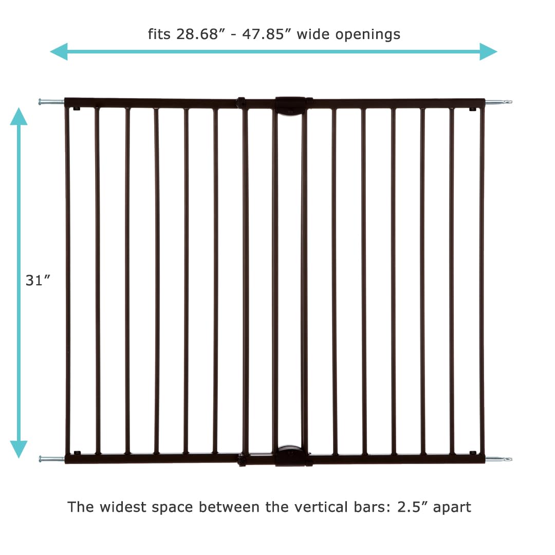Toddleroo by North States - Easy Swing & Lock Baby Gate Series 2: Hardware Mounted Metal Safety for Stairs & Doorways - Adjustable 28.68 to 47.85 Inches Wide - 31 Inches Tall - Matte Bronze