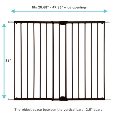 Toddleroo by North States - Easy Swing & Lock Baby Gate Series 2: Hardware Mounted Metal Safety for Stairs & Doorways - Adjustable 28.68 to 47.85 Inches Wide - 31 Inches Tall - Matte Bronze