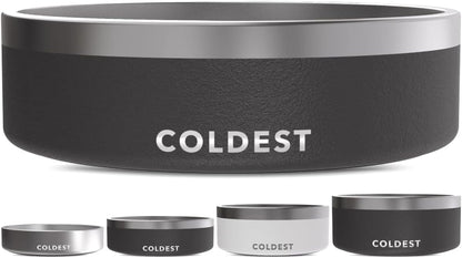 Coldest Dog Bowl - Anti Rust Metal, Non Slip, 3 Layers Insulated Stainless Steel Dog Bowls - Spill Proof & Heavy Duty - Water Bowl for Dogs, Cats & Pets, Dish Washer Safe (21 oz, Stealth Black)