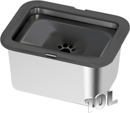 Marchul 10L Stainless Steel No Spill Water Bowl for Dogs, Slow Water Bowl for Large Dogs Anti Slip, No Splash Mess Proof Water Dispenser for Sloppy Drinkers Indoor Outdoor