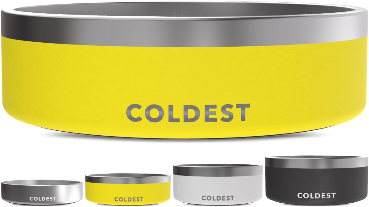 Coldest Dog Bowl - Anti Rust Metal, Non Slip, 3 Layers Insulated Stainless Steel Dog Bowls - Spill Proof & Heavy Duty - Water Bowl for Dogs, Cats & Pets, Dish Washer Safe (21 oz, Stealth Black)