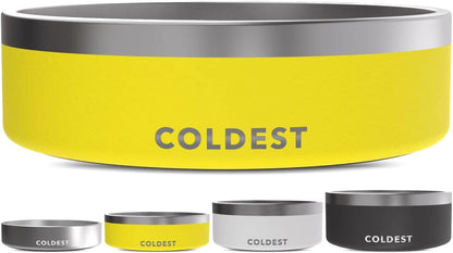 Coldest Dog Bowl - Anti Rust Metal, Non Slip, 3 Layers Insulated Stainless Steel Dog Bowls - Spill Proof & Heavy Duty - Water Bowl for Dogs, Cats & Pets, Dish Washer Safe (21 oz, Stealth Black)