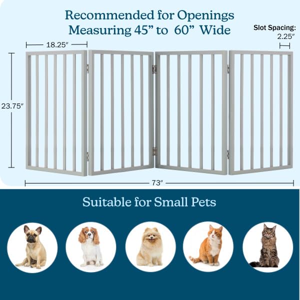 Pet Gate - 3-Panel Indoor Foldable Dog Fence for Stairs, Hallways, or Doorways - 55x24-Inch Retractable Freestanding Dog Gates by PETMAKER (White)