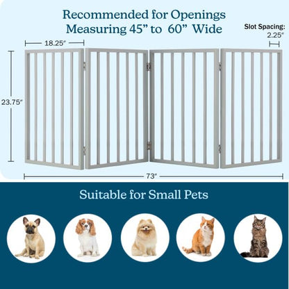 Pet Gate - 3-Panel Indoor Foldable Dog Fence for Stairs, Hallways, or Doorways - 55x24-Inch Retractable Freestanding Dog Gates by PETMAKER (White)