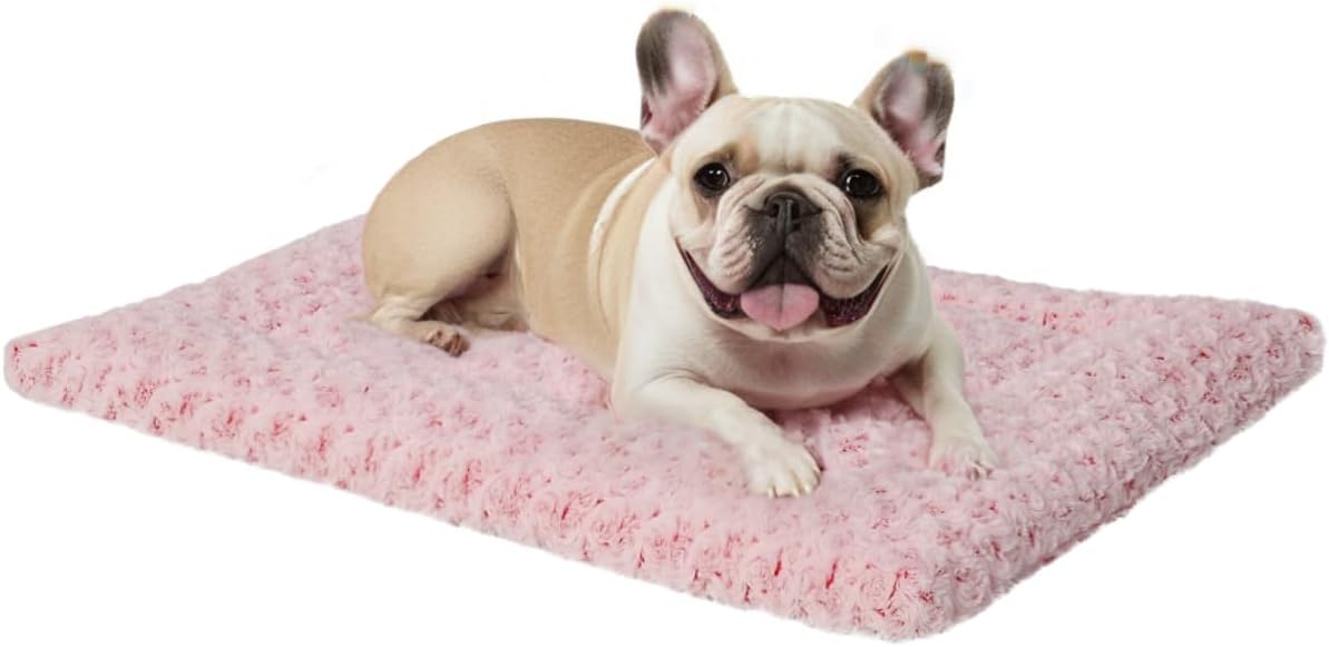 Washable Dog Bed Mat Ultra Soft Dog Crate Pad Comfy Fluffy Pet Kennel Beds Sleeping Mattress for Large Jumbo Medium Small Dogs, 36 x 23 Inch, Gray