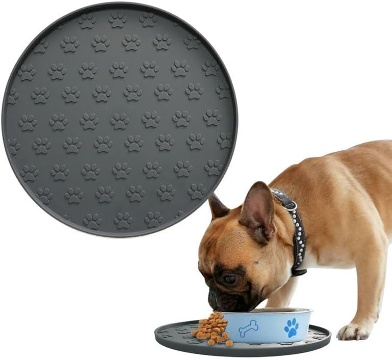 Pet Feeding Mat, Waterproof, Raised Edges to Prevent Spills, Easy Clean in Dishwasher, Dogs and Cats Placemat Tray to Stop Food and Water Bowl Messes on Floor(1Pack Beige)