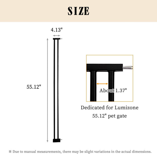 Lumizone Extra Tall Cat Gate 61.02" High Pressure Mounted Extra Wide 30.12"-34.05" (17Sizes) 1.37" Gap No Drilling Auto-Close Tall Pet Gate for Dogs (Black, 30.12"-34.05" W)