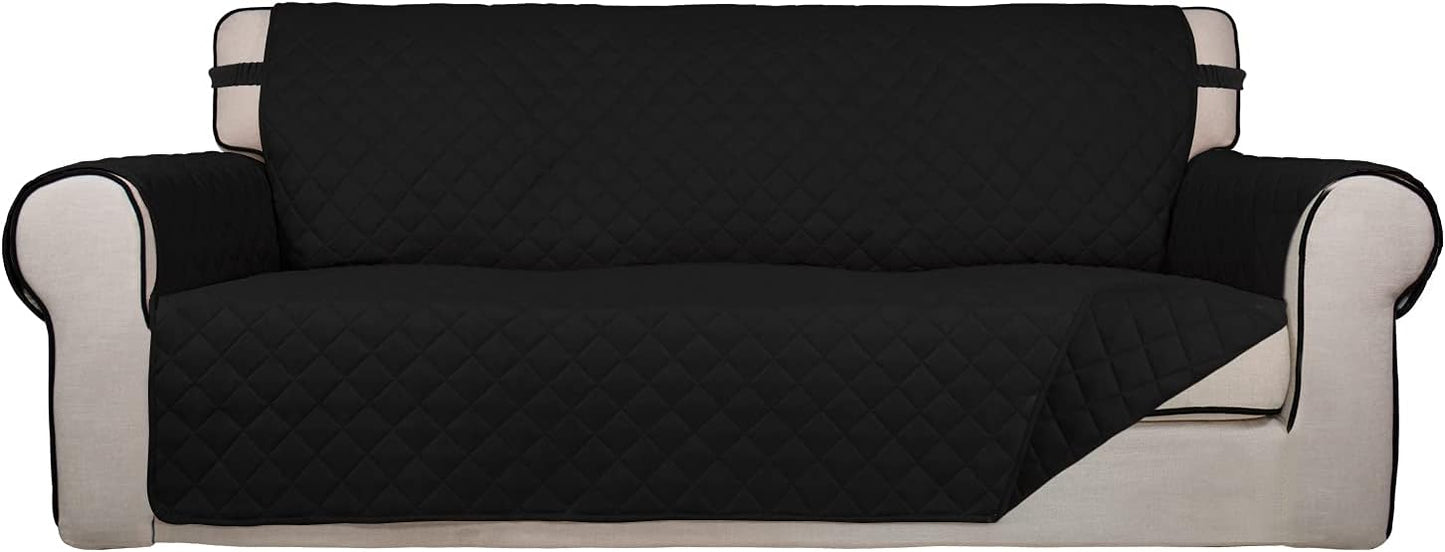 PureFit Reversible Quilted Sofa Cover, Water Resistant Slipcover Furniture Protector, Washable Couch Cover with Non Slip and Elastic Straps for Kids, Dogs, Pets (Sofa, Gray/Light Gray) - Colors B