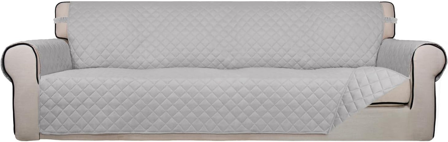 PureFit Reversible Quilted Sofa Cover, Water Resistant Slipcover Furniture Protector, Washable Couch Cover with Non Slip and Elastic Straps for Kids, Dogs, Pets (Sofa, Gray/Light Gray) - Colors B