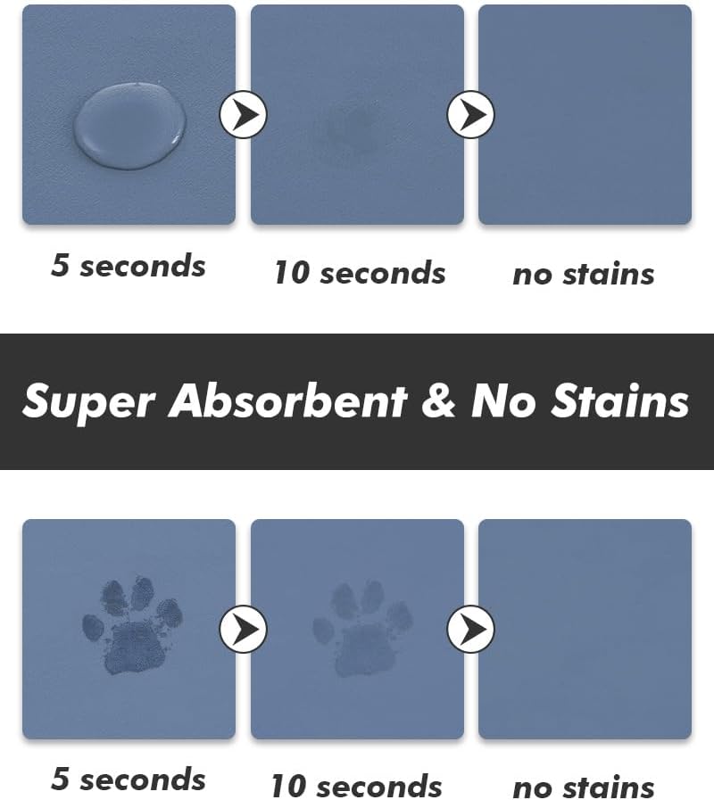 Absorbent Dog Food Mat-Cat Dog Mat for Food and Water Bowl, Quick Dry Pet Food Mat, No Stains Dog Feeding mat, Dog Accessories Pet Supplies Mat-Dog Water Bowl Mat for Messy Drinkers