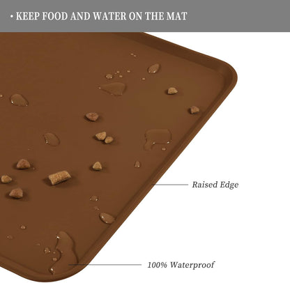 Reopet Waterproof Pet Feeding Mat, Non-Slip Silicone Placemats for Dog Cat Food and Water Bowl, High Raised Edges to Prevent Spills and Protect Floors