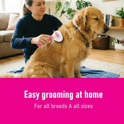 Self Cleaning Slicker Brush for Dogs & Cats – Deshedding Grooming Tool with One Click Hair Removal – Gentle for Sensitive Skin