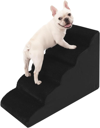Oiilores Dog Stairs for Small Dogs 15" H, 3-Step Dog Steps Ramp for Couch Sofa and Chair with Anti-Slip Washable Cover and Durable High Density Foam, Pet Stairs for Cats, Grey