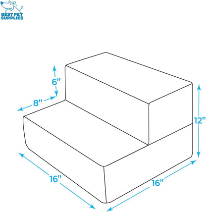 Best Pet Supplies Dog Stairs & Steps - Foam Steps for Small Dogs & Cats, Non-Slip Indoor Balanced Pet Step Support, Dog Ramp, No Assembly, Pale Teal, 3-Step (13.5-inch Height)