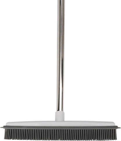 Pet Hair Rubber Broom with Squeegee for Carpet,Fur Remover Broom Carpet Rake for Pet Hair Removal, with 50" Long Handle, Dual-Sided for Hardwood Floor, Tile,Portable Detailing Lint Brush