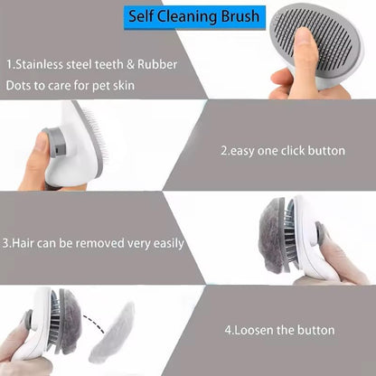 Self-Cleaning Slicker Brush, Dog Cat Bunny Pet Grooming Shedding Brush, Easy to Remove Loose Undercoat, Pet Massaging Tool Suitable for Pets with Long or Short Hair (Black)