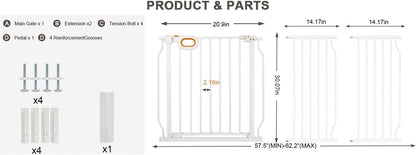 Baby Gates Extra Wide for Doorways 90.6-95.2 Inch Extra Wide Pressure Mounted Baby Dog Gate for the House Indoor Large Openning Metal Safety Gate No Drilling with Walk-Through Door,Black