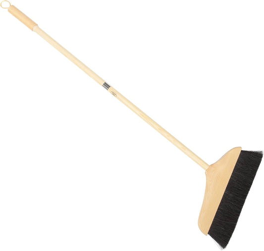Horsehair Broom with Long Handle Soft Pine Bristles for Indoor Hardwood Floor Tile Surface Cleaning Sweeping Tool 37.00In