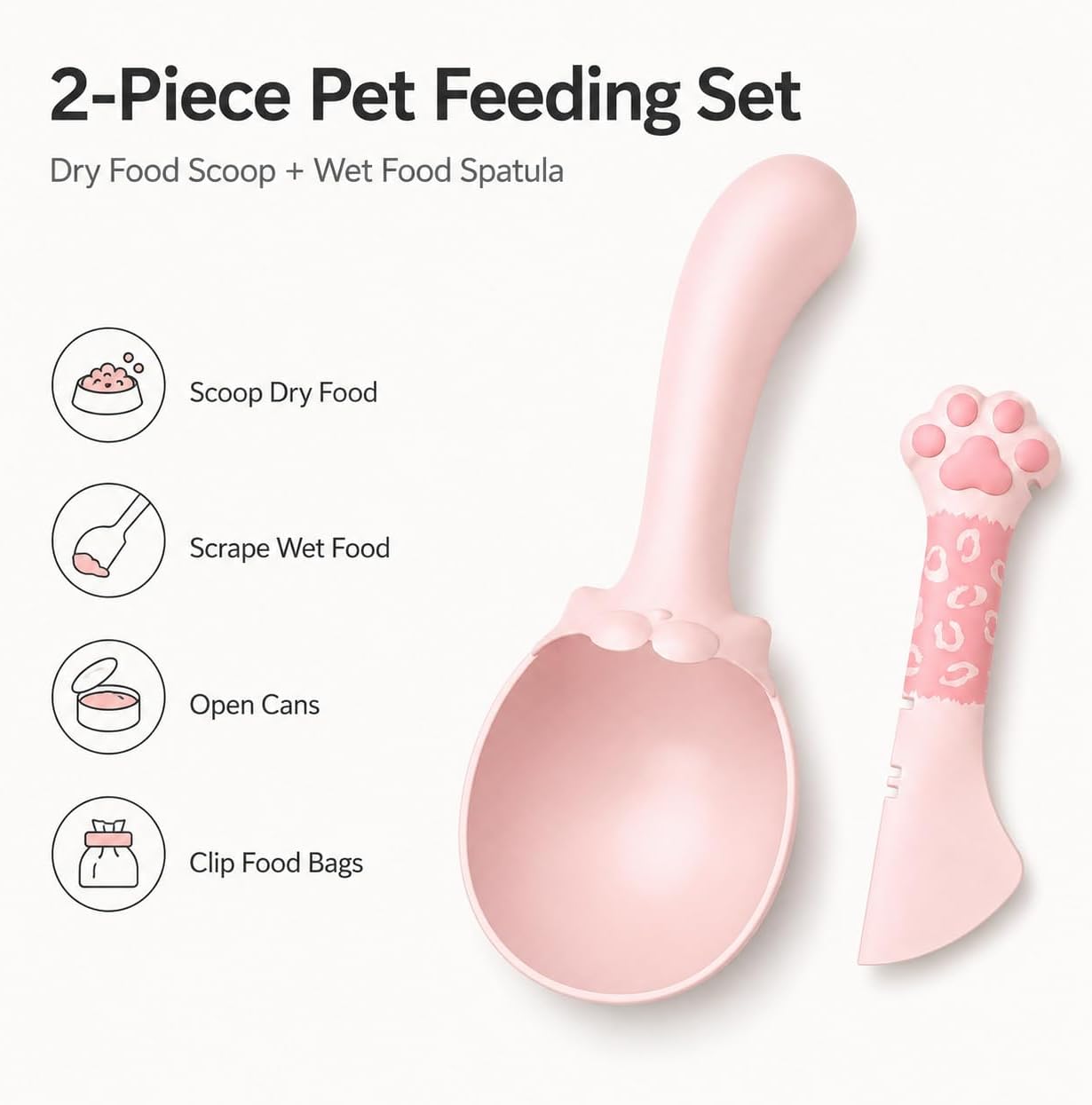 Meow&Woof Cover for Pet Can Food/Cat Wet Food Spoon/Lid for Dog Cans/Cute Paw Shape One Lid One Spoon Pack (Gray)