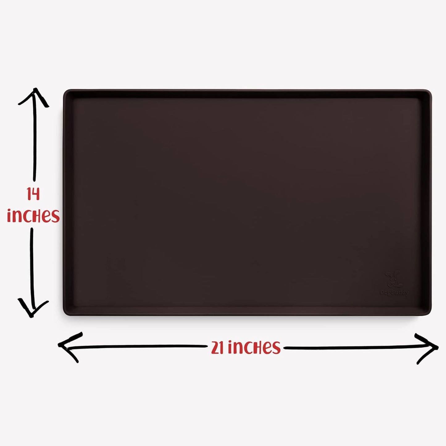 DogBuddy Dog Food Mat – Waterproof Dog Bowl Mat for Food and Water, Silicone Pet Feeding Mats for Floors, Non-Slip Placemat with High Edges for Dogs Bowls, Puppy Essentials (L: 24" x 16", Shadow)