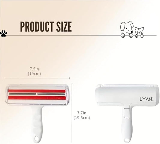 LYAN 2-Piece Pet Hair Remover Brush Set, Reusable Roller & Mini Lint Tool, No Tape or Batteries, for for Multiple Areas. Ideal for Cat & Dog Owners.