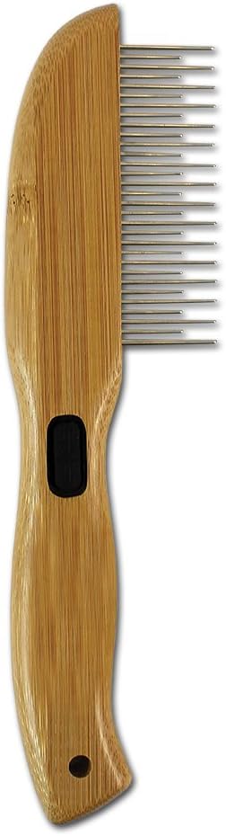 alcott Bamboo Groom Rotating Pin Comb with 41 Rounded Pins for Pets