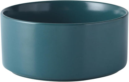 6'' Ceramic Raised Dog Bowl - 30Oz Dog Food & Water Bowl with Elevated Non-Slip Bamboo Stand, Dishwasher & Microwave Safe, Anti Vomiting Heavy Duty Pet Bowl for Small and Medium Dogs, White
