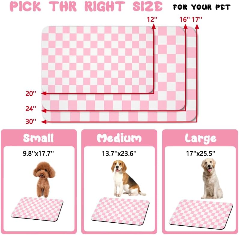 Dog Food Mats for Floors Waterproof, Pet Water Bowl Mats Pet Feeding Absorbent Placemats Plaid 12 * 20 inch