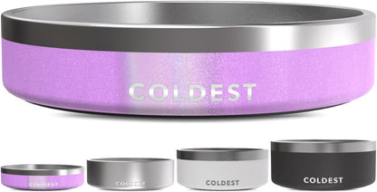 Coldest Dog Bowl - Anti Rust Metal, Non Slip, 3 Layers Insulated Stainless Steel Dog Bowls - Spill Proof & Heavy Duty - Water Bowl for Dogs, Cats & Pets, Dish Washer Safe (21 oz, Stealth Black)