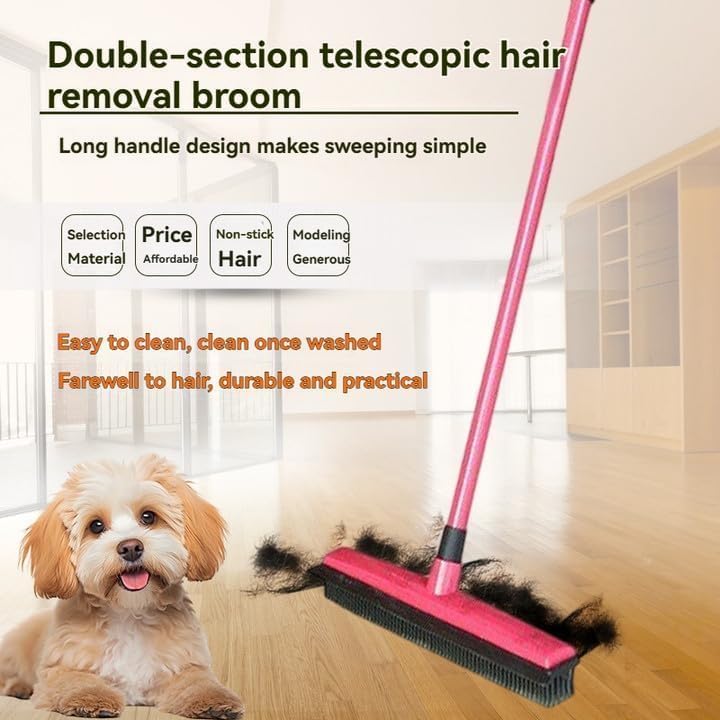 Pet Hair Broom,Multifunctional Rubber Cat and Dog Hairs,Silicone Hair Rake for Dog & Cat Hair, for Tiles, Wooden Floors, Carpets (B)