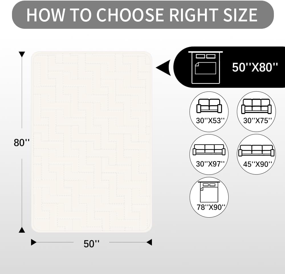 fuguitex Waterproof Dog Bed Cover Couch Cover, Anti-Slip Cat Mat Pet Pad Blanket for Sofa Chair Recliner Furniture Protrctor
