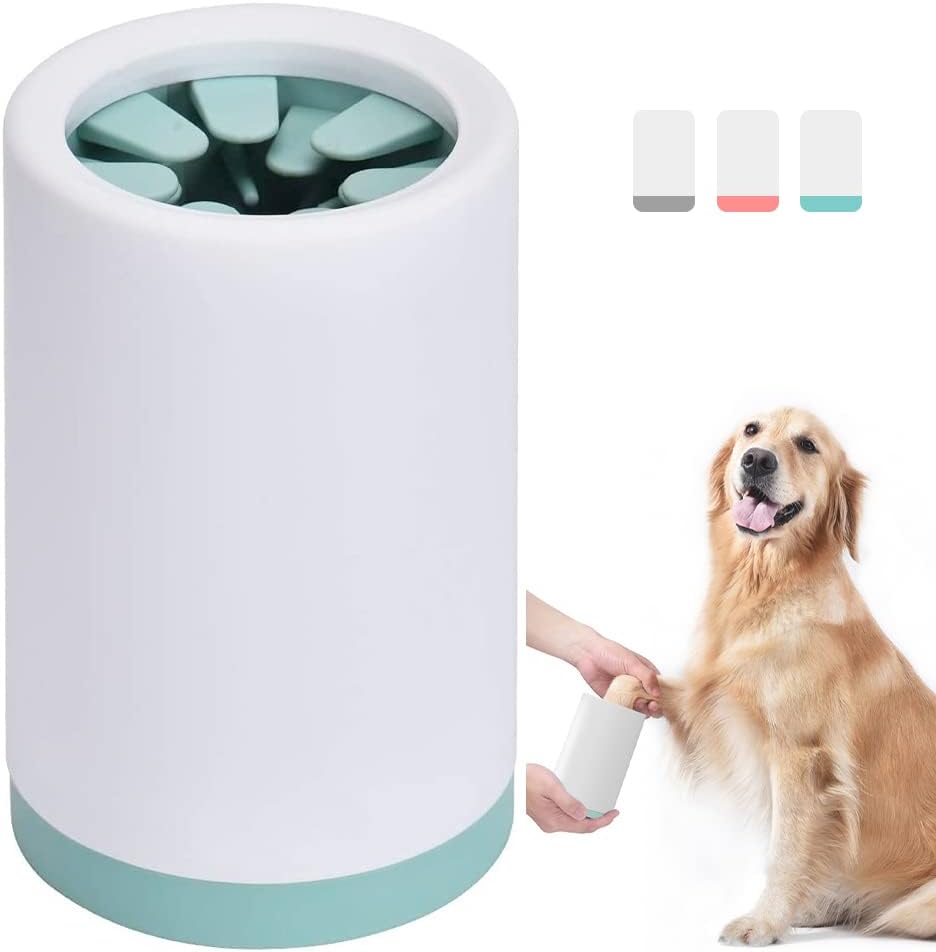 Dog Paw Cleaner, Portable Pet Paw Cleaner,Dog Foot Washer Massager, Comfortable Silicone Pet Cleaning Brush Cup with Towel for Dogs Cats Massage Grooming Dirty Claws (L, Pink)