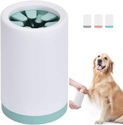 Dog Paw Cleaner, Portable Pet Paw Cleaner,Dog Foot Washer Massager, Comfortable Silicone Pet Cleaning Brush Cup with Towel for Dogs Cats Massage Grooming Dirty Claws (L, Pink)