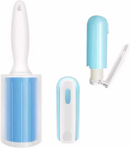 Reusable Washable Lint Roller 4 Pack, Sticky Gel Lint Rollers, Cat Dog Pet Hair Lint Remver Cleaner for Clothes, Carpet, Travel, 2 Large Roller with Dust Cover and 2 Mini Portable Small Lint Brush