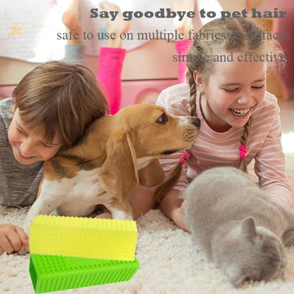 2 Pieces Pet Dog Cat Hair Remover, Block Roller Cleaner, Hollow Silicone Cleaner Brush for Sofa, Car Interiors, Furnishings, Carpets, Bedding or Any Fabric (Orange, Blue)