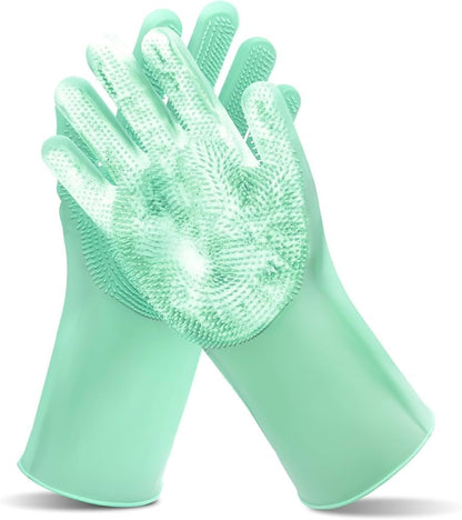 PETLUXE, Pet Grooming Gloves for Dogs & Cats, Silicone Deshedding Brush, Gentle Fur Remover, Bathing & Massage Gloves. 3 Colors Variation (Green)