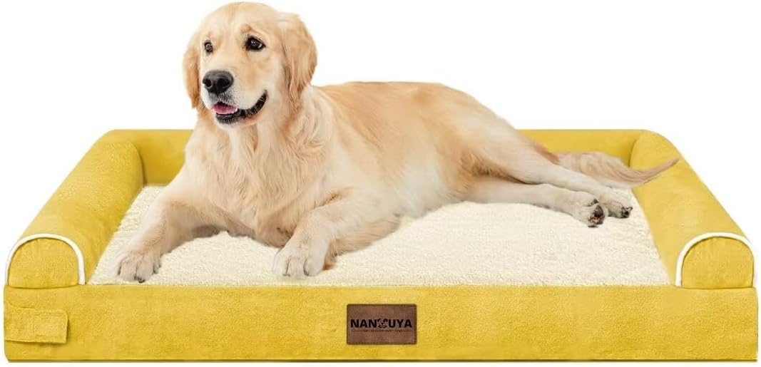 Large Dog Bed Orthopedic Washable: Beds Bolster XL Bed Large Big Dogs Memory Foam Couch Sofa Waterproof with Removable Cover