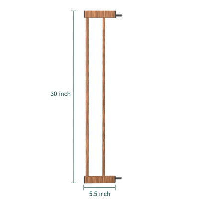 BABELIO Baby Metal Gate Extension with Wood Pattern, 5.5'' Extra Wide Pet Gate for Stairs & Doorways, Pressure Mounted Baby Gate Dog Gate, No Tools Required, 30'' Tall