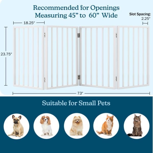 Pet Gate - 3-Panel Indoor Foldable Dog Fence for Stairs, Hallways, or Doorways - 55x24-Inch Retractable Freestanding Dog Gates by PETMAKER (White)