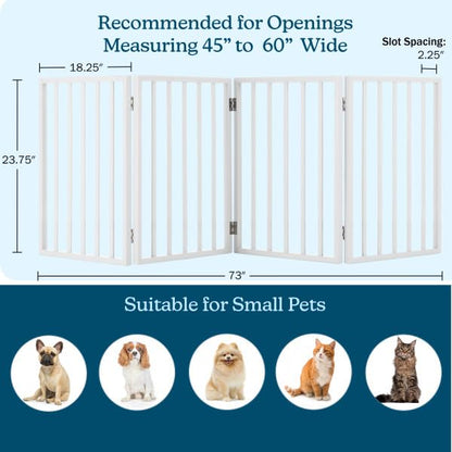 Pet Gate - 3-Panel Indoor Foldable Dog Fence for Stairs, Hallways, or Doorways - 55x24-Inch Retractable Freestanding Dog Gates by PETMAKER (White)