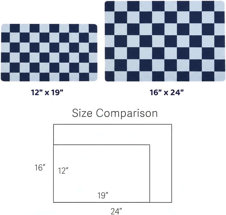 Checkered Dog Feeding Mat, Absorbent Mats for Dog Food and Water Bowl, Dispenser, Retro Aesthetic Khaki Beige Checkerboard Pet Placemat for Dogs, Cats, Puppy Accessories, 12" X 19”