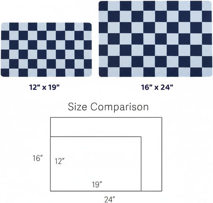 Checkered Dog Feeding Mat, Absorbent Mats for Dog Food and Water Bowl, Dispenser, Retro Aesthetic Khaki Beige Checkerboard Pet Placemat for Dogs, Cats, Puppy Accessories, 12" X 19”