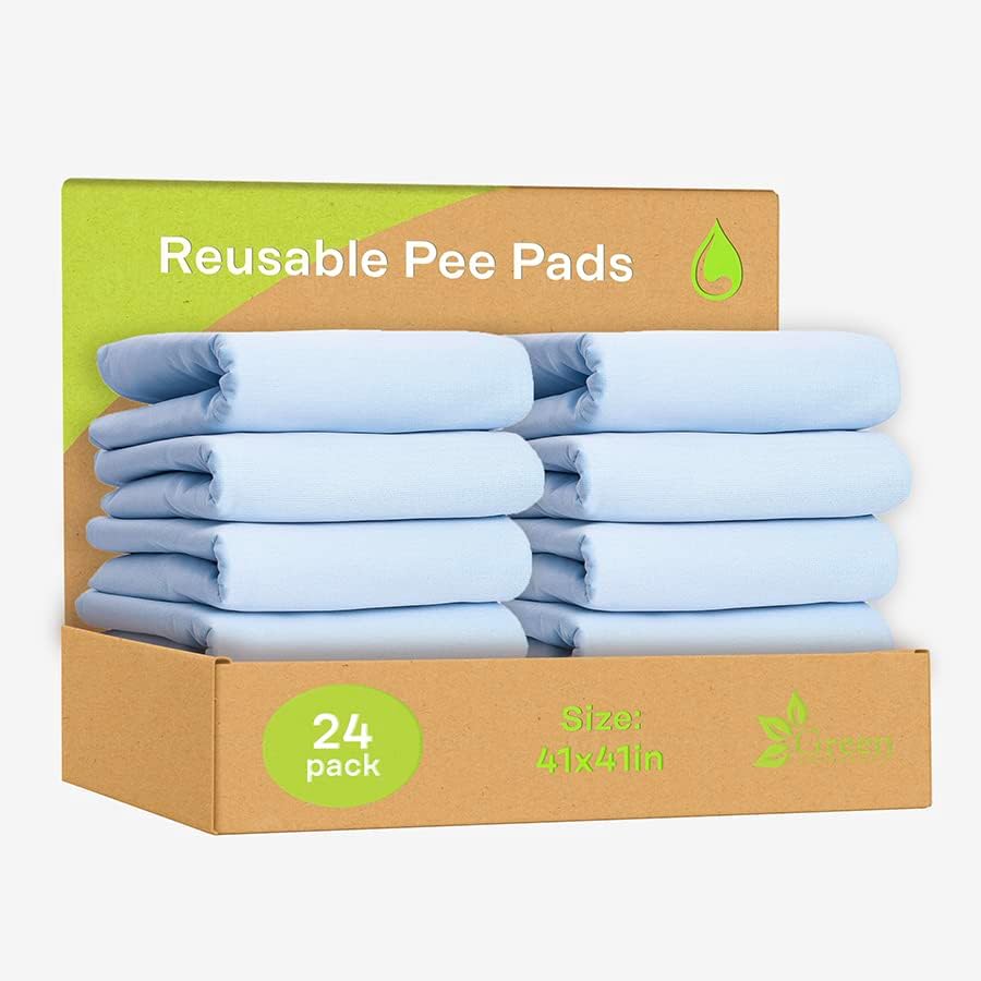 GREEN LIFESTYLE Washable Underpads - Large Pads for use as Incontinence Bed Pads, Reusable Pet Pads, Great for Dogs, Cats, Bunny, Seniors Bed Pad (Pack of 4-34x36)