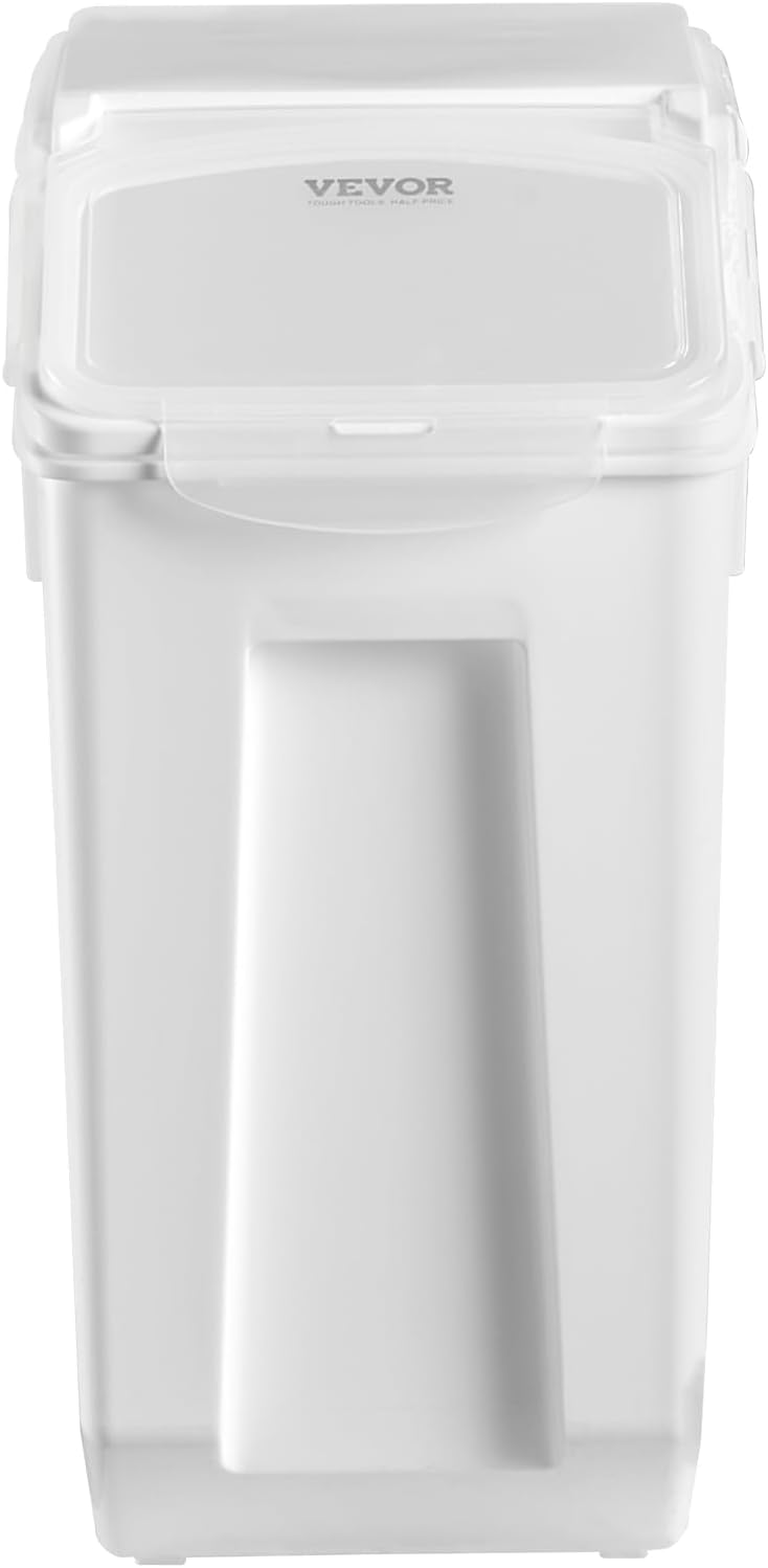VEVOR Rice Storage Container, 4.5Gallon/20L Capacity Large Dog Food Dispenser Bin, Kitchen Ingredient Grain Cereal Flour Bin, Pet food Containers with Wheels, Measuring Cup, Airtight Lid, 1 Pack