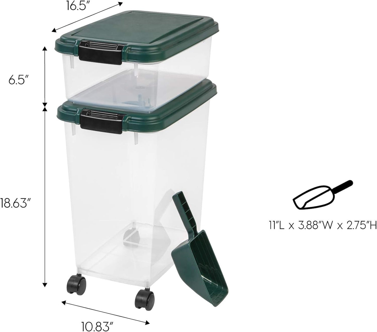IRIS USA, Inc. Remington Airtight Pet Food Storage Container, 22-Pounds, Hunter Green